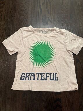 Chaser Tee with Green Sunburst and Navy 'GRATEFUL' Text